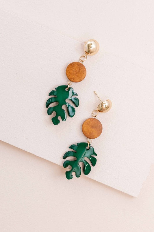 Tropical Palm Leaf Earrings
