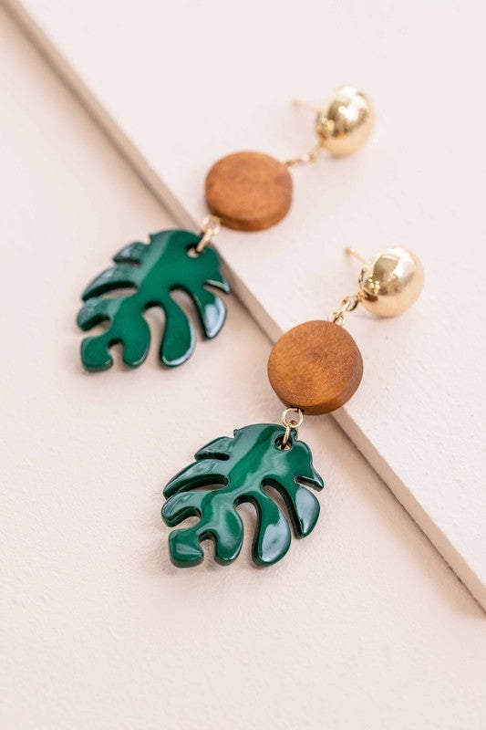 Tropical Palm Leaf Earrings