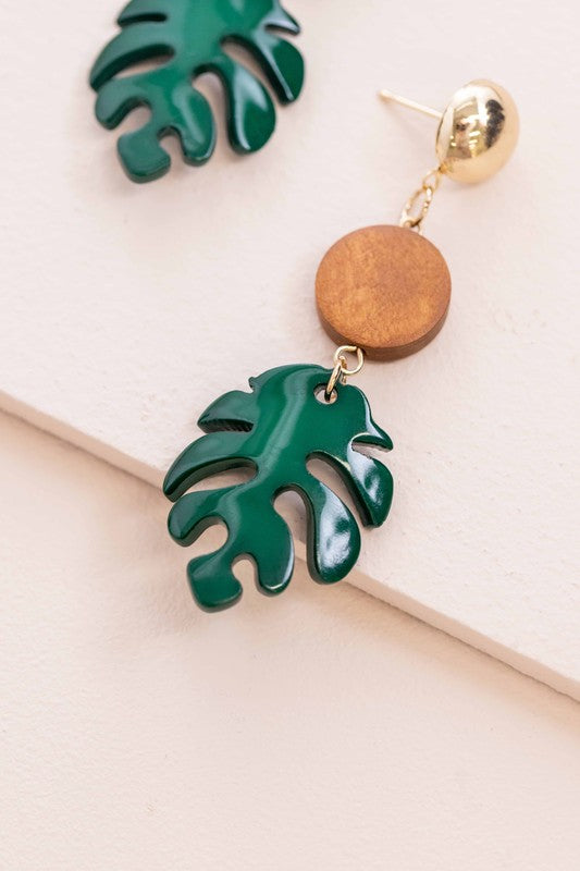 Tropical Palm Leaf Earrings