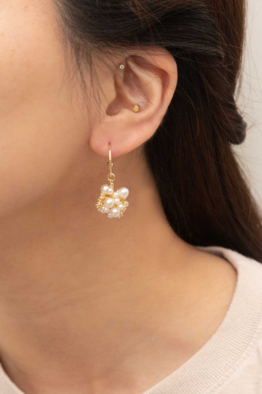 Gold Pearl and Rhinestone Earrings