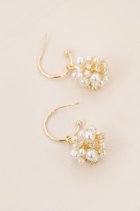 Gold Pearl and Rhinestone Earrings