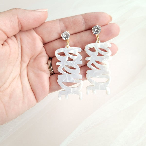 For the Bride White Earrings
