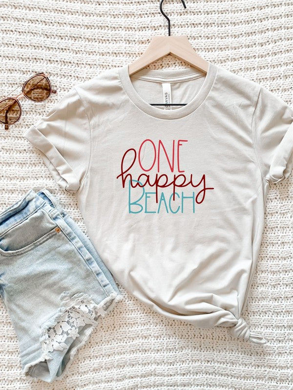 One Happy Beach Print Graphic Tee