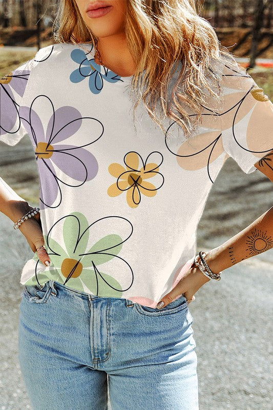 Flower Print Casual Top