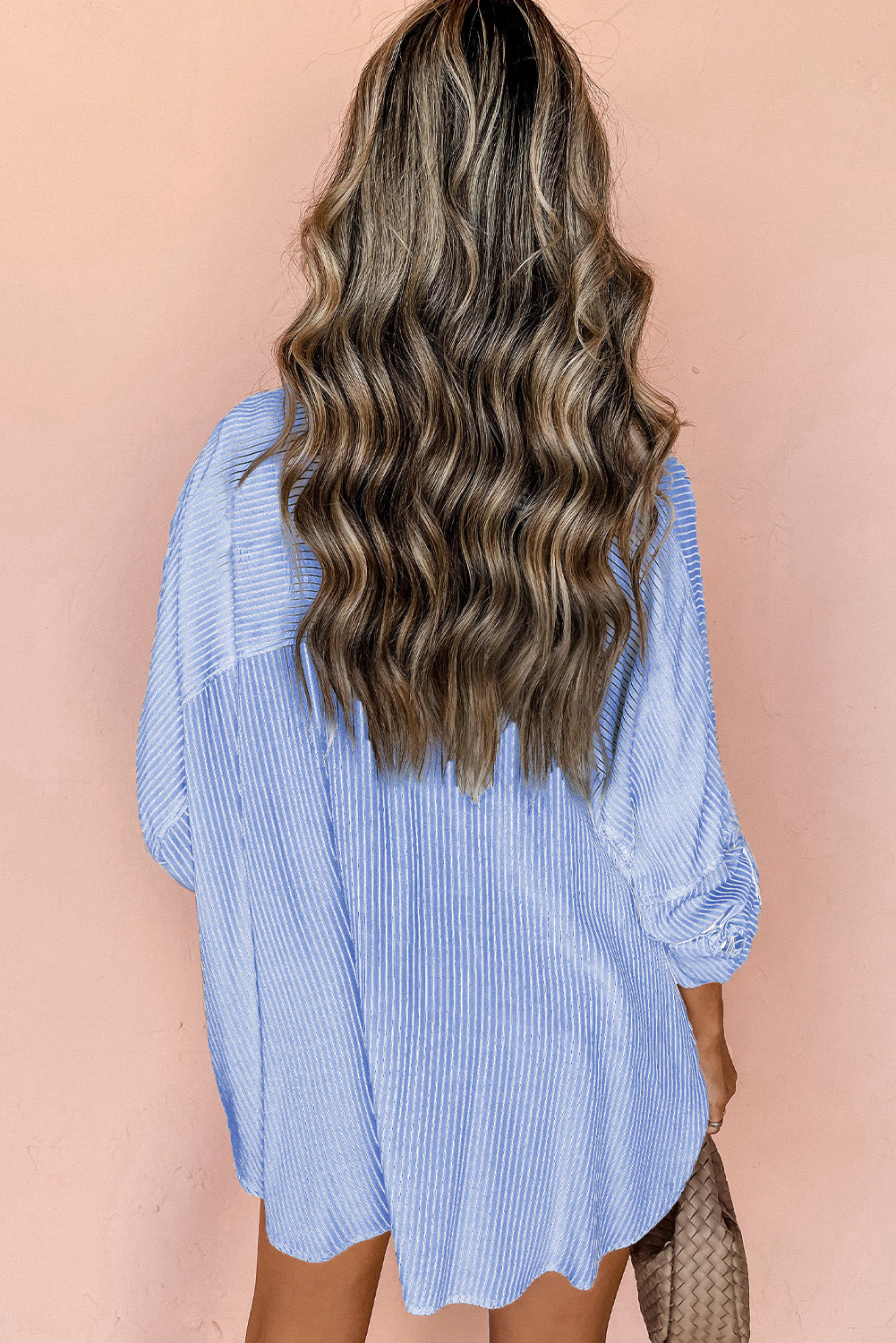 Sky Blue Stripe LS Tunic Shirt