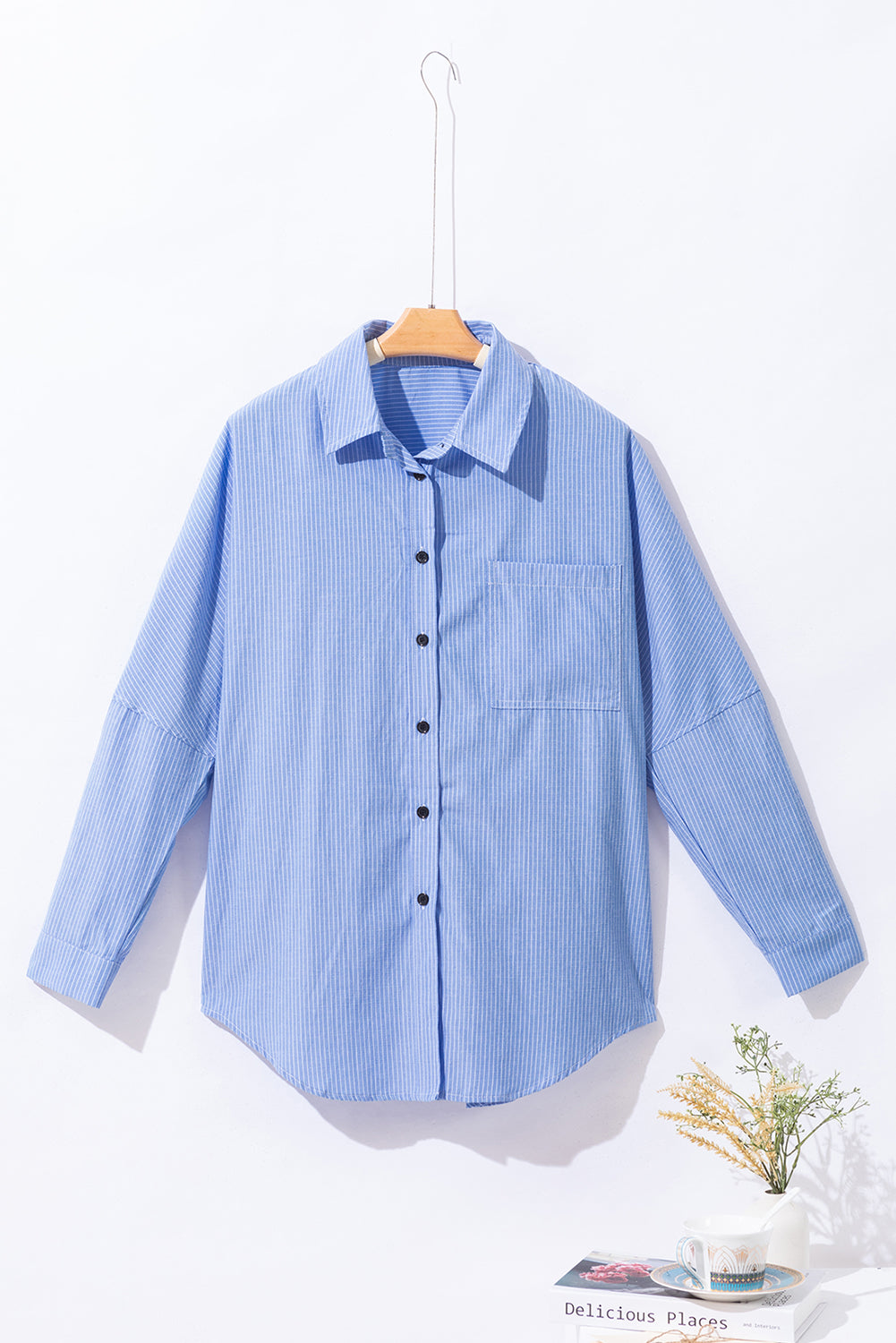 Sky Blue Stripe LS Tunic Shirt
