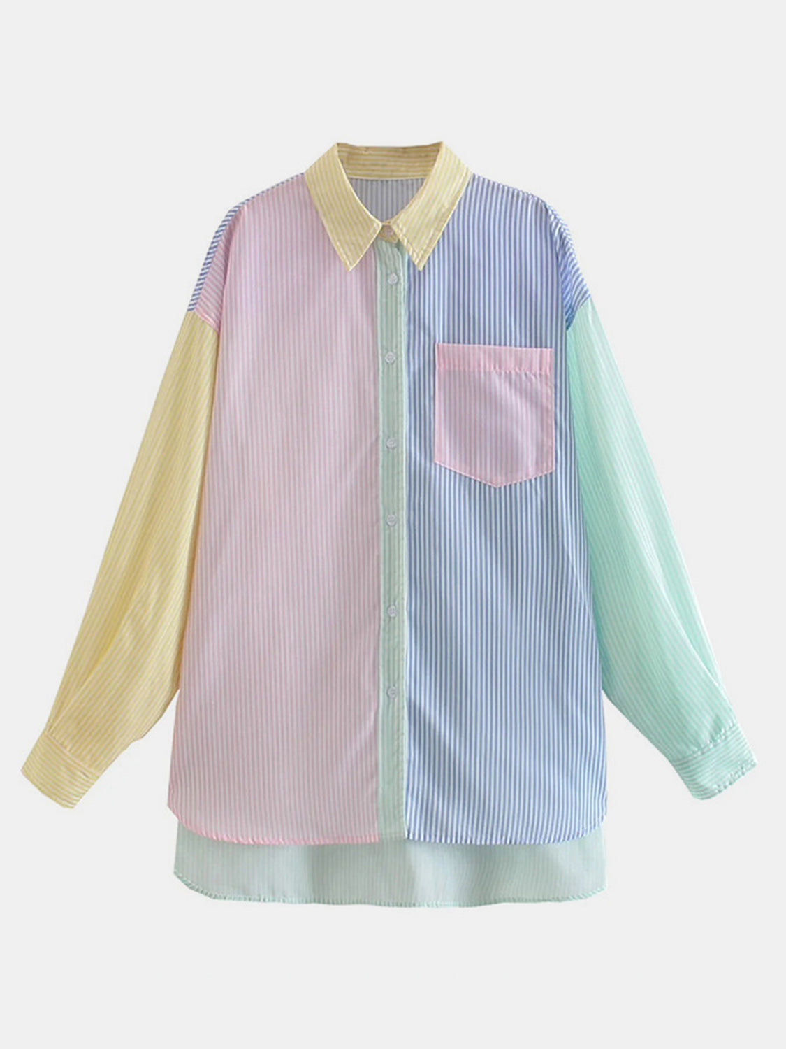 PinStripe Color Block Long Sleeve Shirt