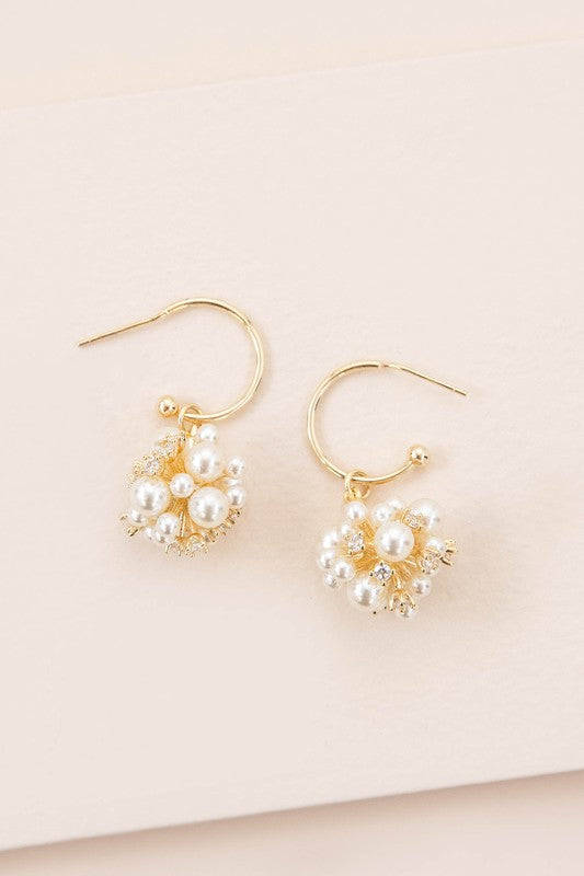 Gold Pearl and Rhinestone Earrings