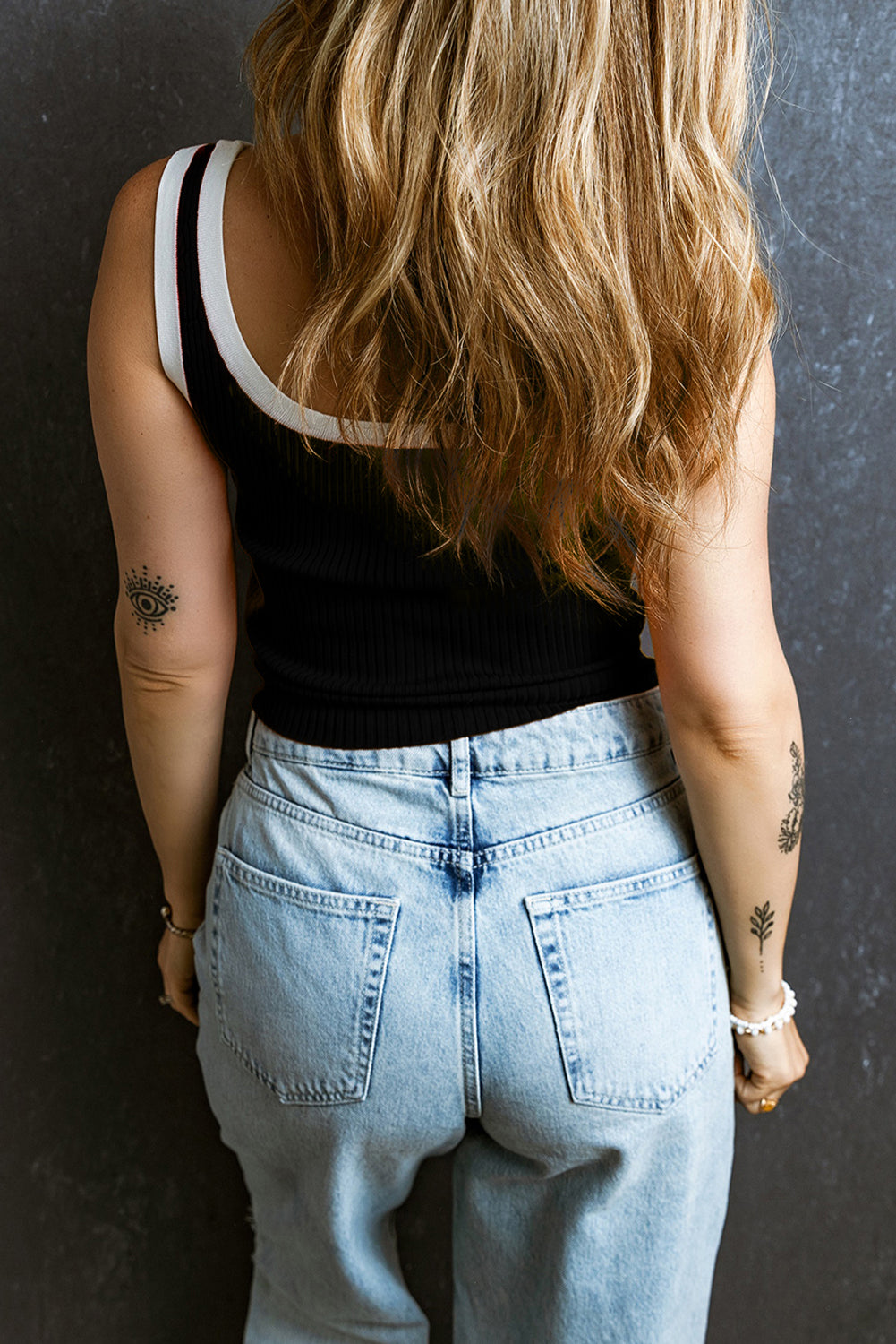 Red Colorblock Knit Tank Top