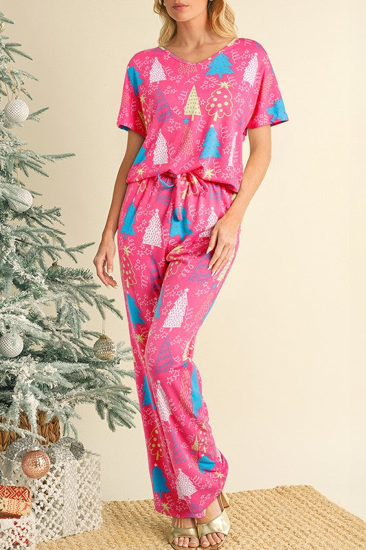 Christmas Tree Print Lounge Set