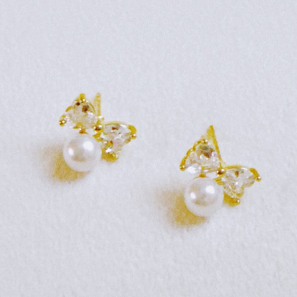 Lovely Pearl Duo Stud Earrings Set