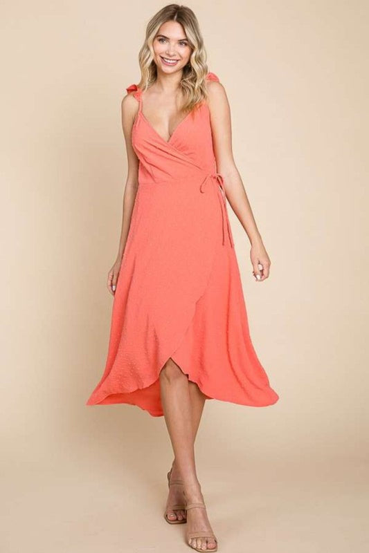 Sugar Coral Wrap Dress