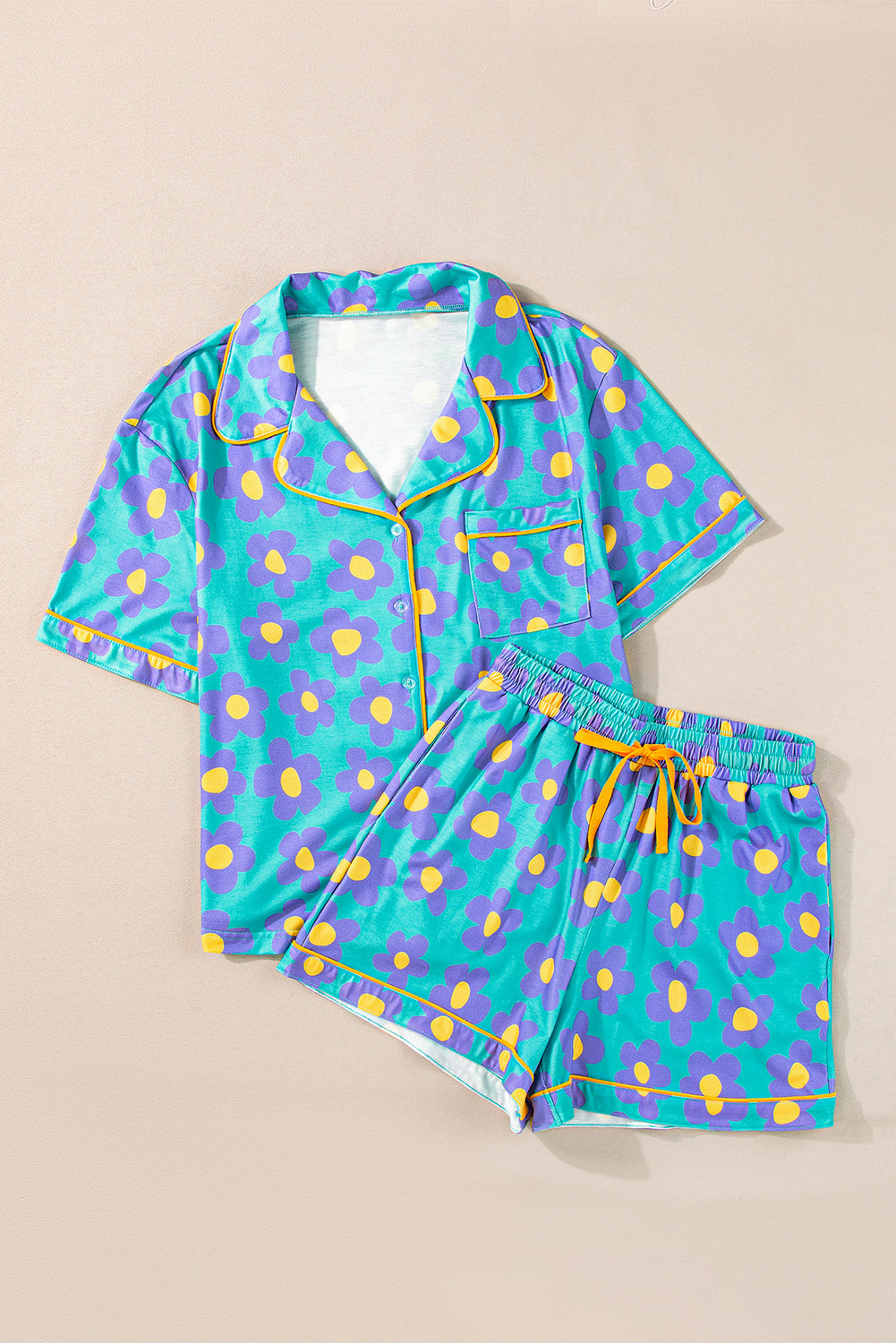 Flower Print SS Pajamas Set