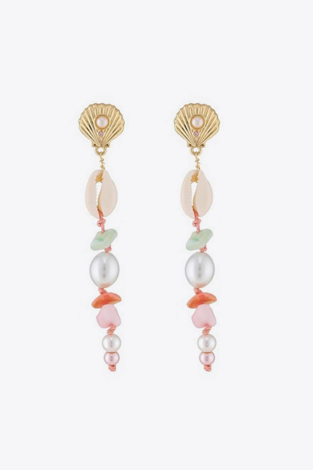 Sand Colors Pearl and Shell Earrings